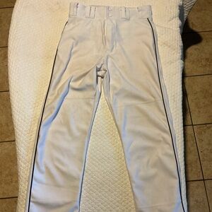 Men's White Baseball Pants with Black Side Piping